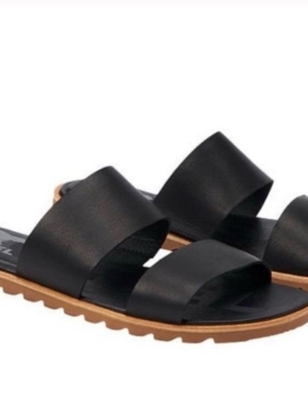 Sorel Black Double-Strap Slide Sandals